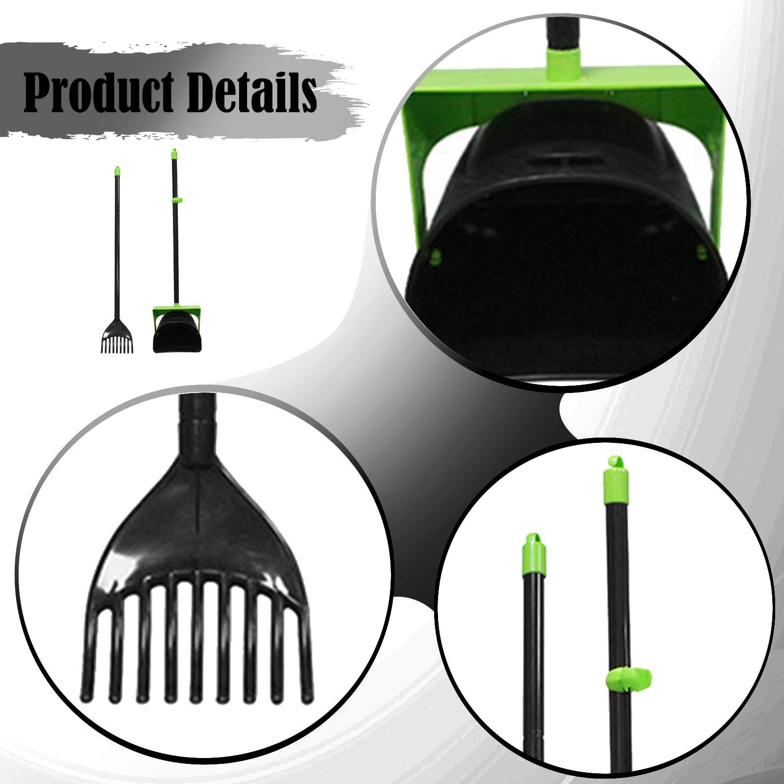 Recogedor de Excrementos de Perro Herramienta con Mango Ergonómico Ligero Portátil Material PP Adecuado para Jardín Patios Paseo de Perros, 2 Piezas, Individual