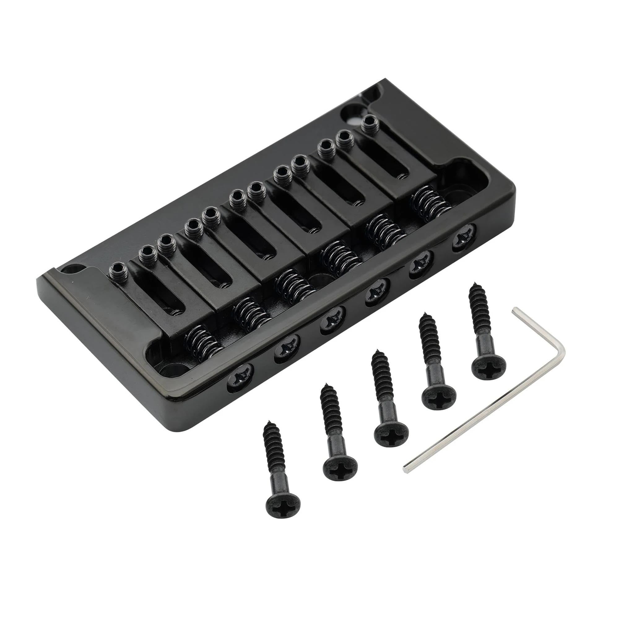 Professionale Ponte Per Chitarra Ponte Rigido Non Tremolo Completamente In Ottone Massiccio Con Spaziatura Di 52,5 Mm Per Parti Ricambio Chitarra A 6 Corde(Black)