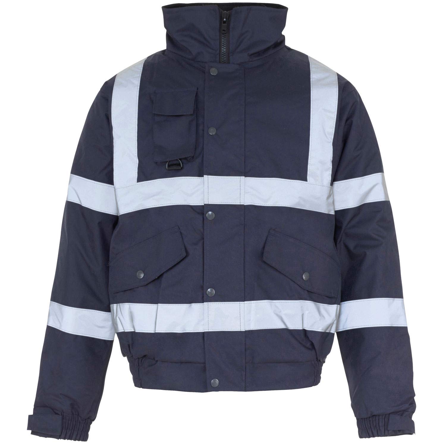 Kapton Men's Navy Hi Viz High Vis Visibility Bomber Jacket Work Coat Security Jacket Waterproof (, 2XL)