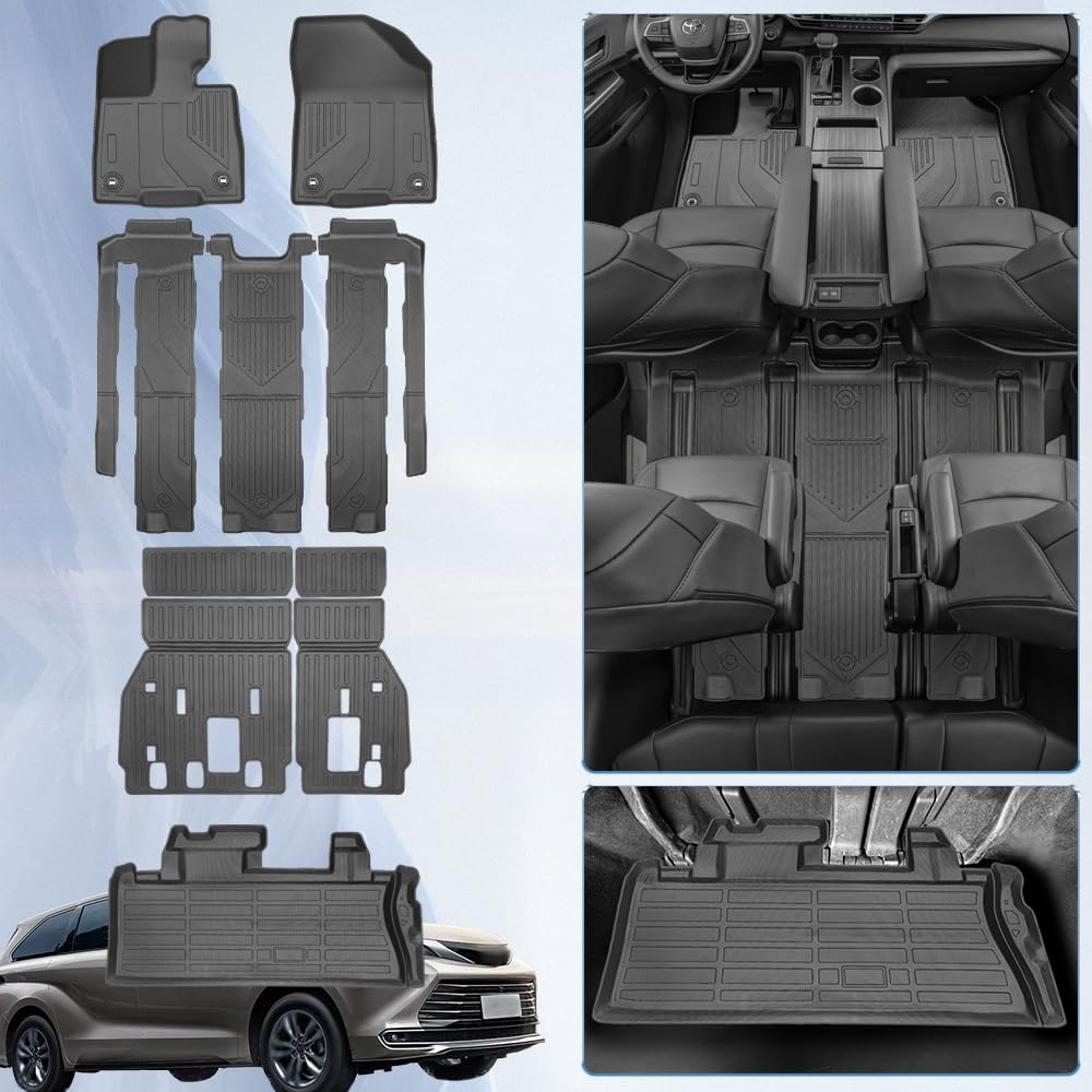 Custom Fit All-Weather Floor Mats for Toyota Sienna 2021-2026 Specifically Designed for 7-Seat Models Platinum 24-26 LE XLE — view 2