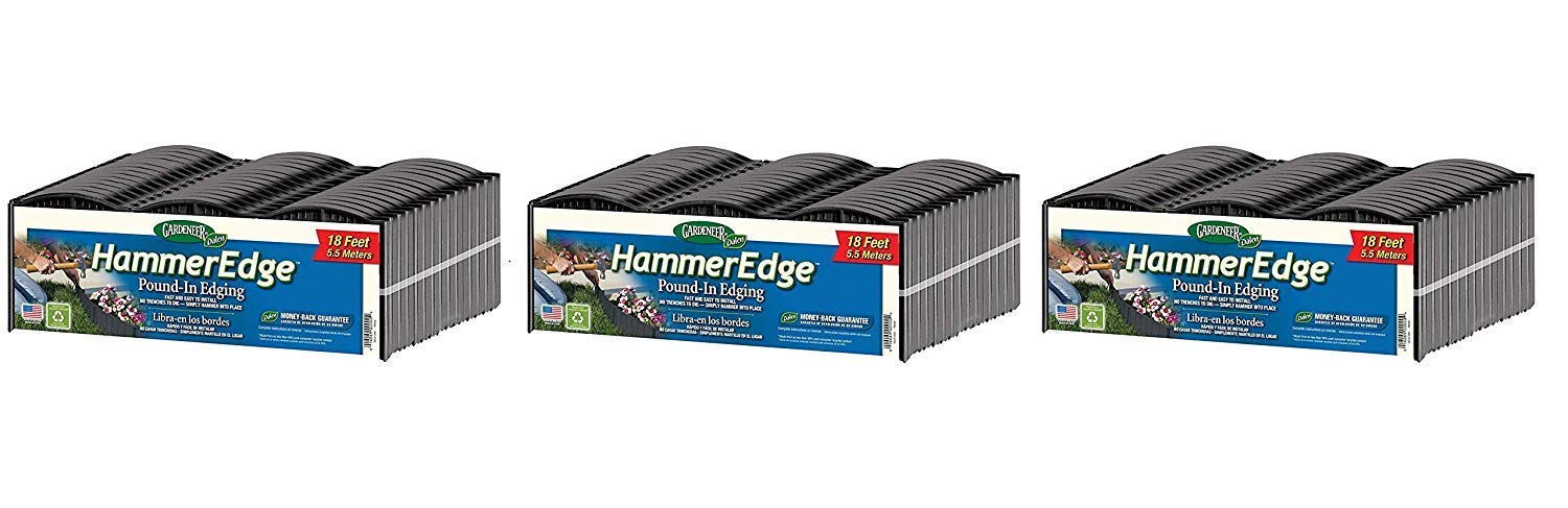 Dalen Products E3-16B Gardeneer Edge Pound-in Garden and Landscape Edging - Black (Pack of 3)