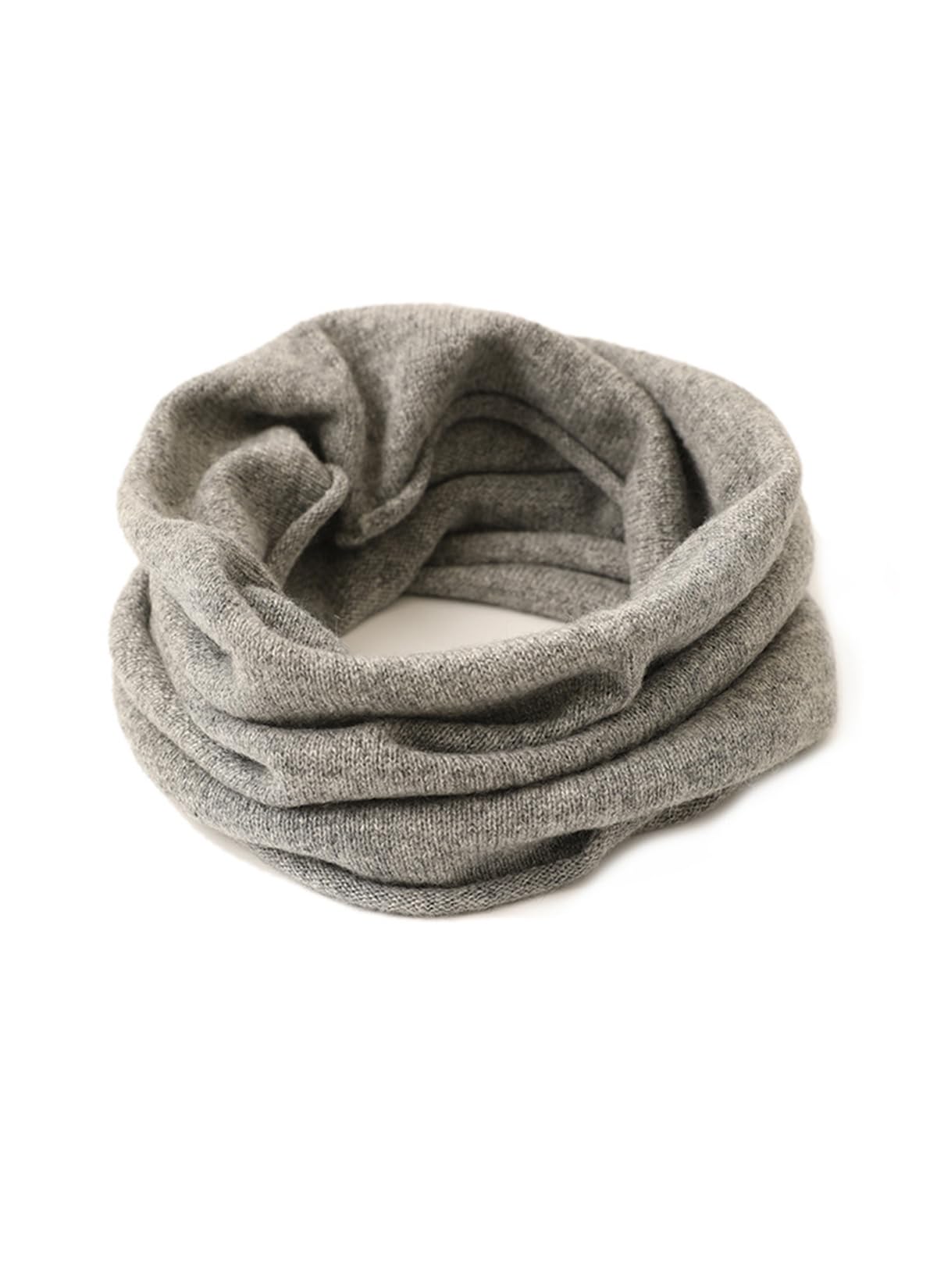 Yuonny Women's Grey 100% Cashmere Loop Scarf For Men, Soft Warm Knitted Tube Scarf Solid Colour, Autumn Winter Round Scarf Unisex Fashion Circle Neck Warmer Loop Scarves Windproof Knit Snood Scarf, Warm Gift