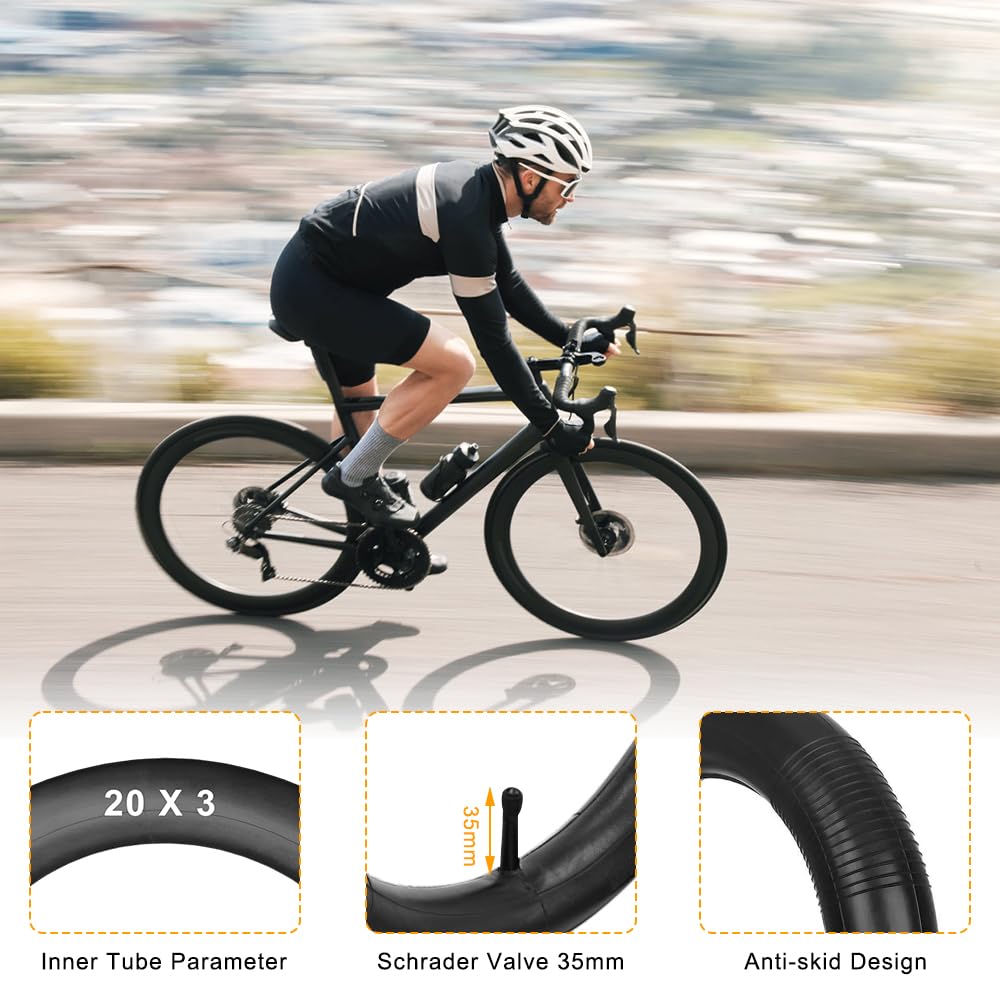 dętki rowerowe 20 x 3,0, pogrubione, 20 cali, z 2 łyżkami do opon, zapasowe dętki do opon MTB/Bike Tires