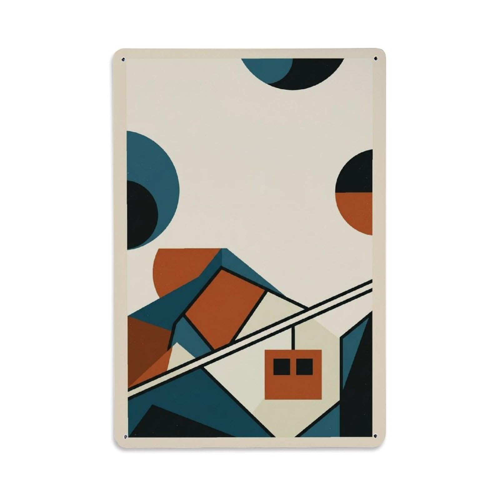 Retro Shapes Alpine Lift Cabin Vertical Shape Layout Metal Tin Sign Plaque Wall Decor for Cafe, Man Cave, Club Bar, Office, Home Garden Round Metal Poster 8x12Inch