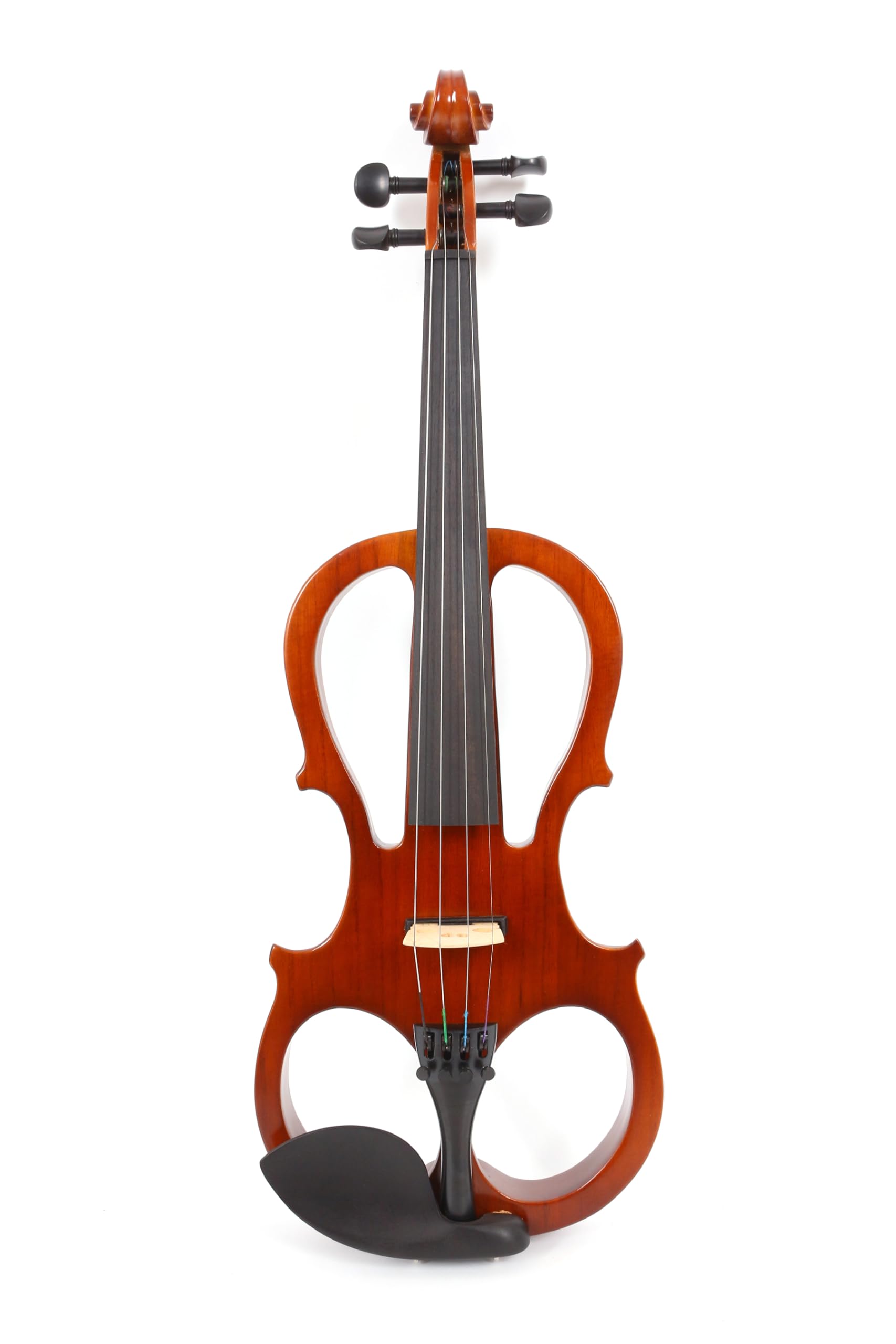 WUQIMUSC Electric Violin Full Size Solid Wood Body Ebony Fittings Silent Electric Violin Kit with Case, Bow, Cable for Beginners, Students and Adults in Style-EV5 (Red1)