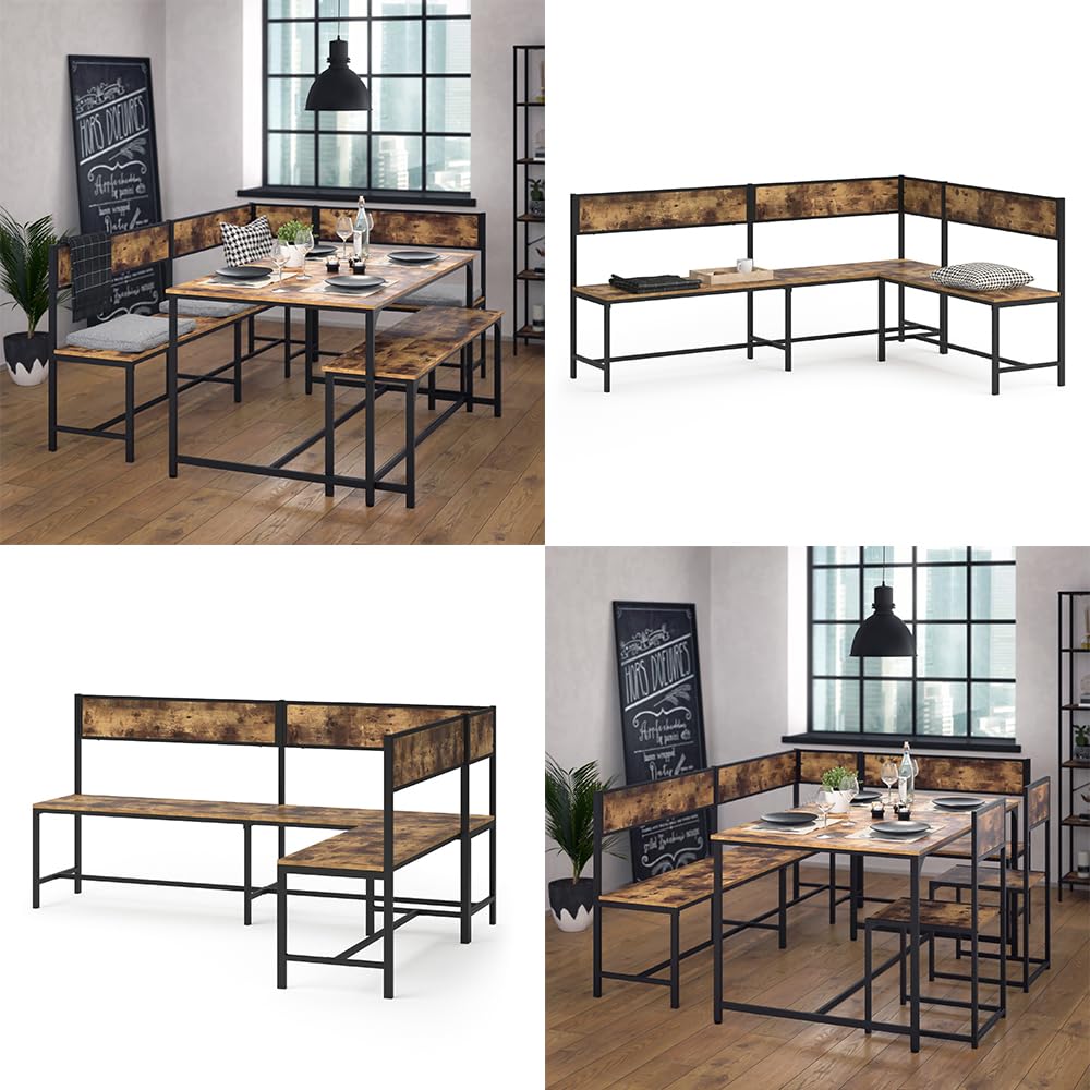 Vicco Banquette d'angle Salle à Manger Fyrk, Chêne Rustique, 195x142cm, Convient comme Solution d’Assise Peu encombrante pour Les espaces Repas