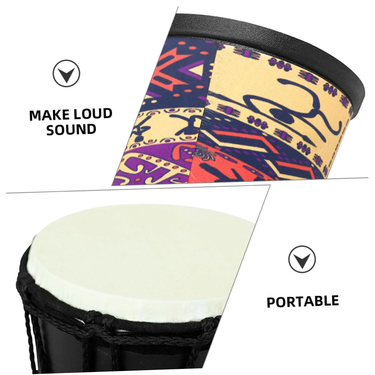 INOOMP Tamburo Djembe a Mano Per Ragazzo Ragazza 4 Pollici, Strumento a Percussione Leggero Per Principianti, Tamburo Africano Per Spettacoli e Lezioni Musicali Per Ragazzi e Ragazze