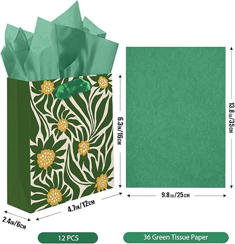 Miniatura 4 de qiqee Clash Flowers - Bolsas de regalo de papel con asas de papel de seda, 12 piezas de 2.4 x 4.7 x 6.3 pulgadas, tamaño pequeño (12 bolsas + 24