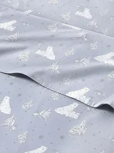 Full Polar Bears Sheet Set - Holiday Xmas Pattern Bedding Set - Deep Pockets - Snug Fit - 4PC - Wrinkle Free & Easy Care - Comfy, Cozy Festive Winter - Holiday Sheets for Women, Men, Kids & Teens