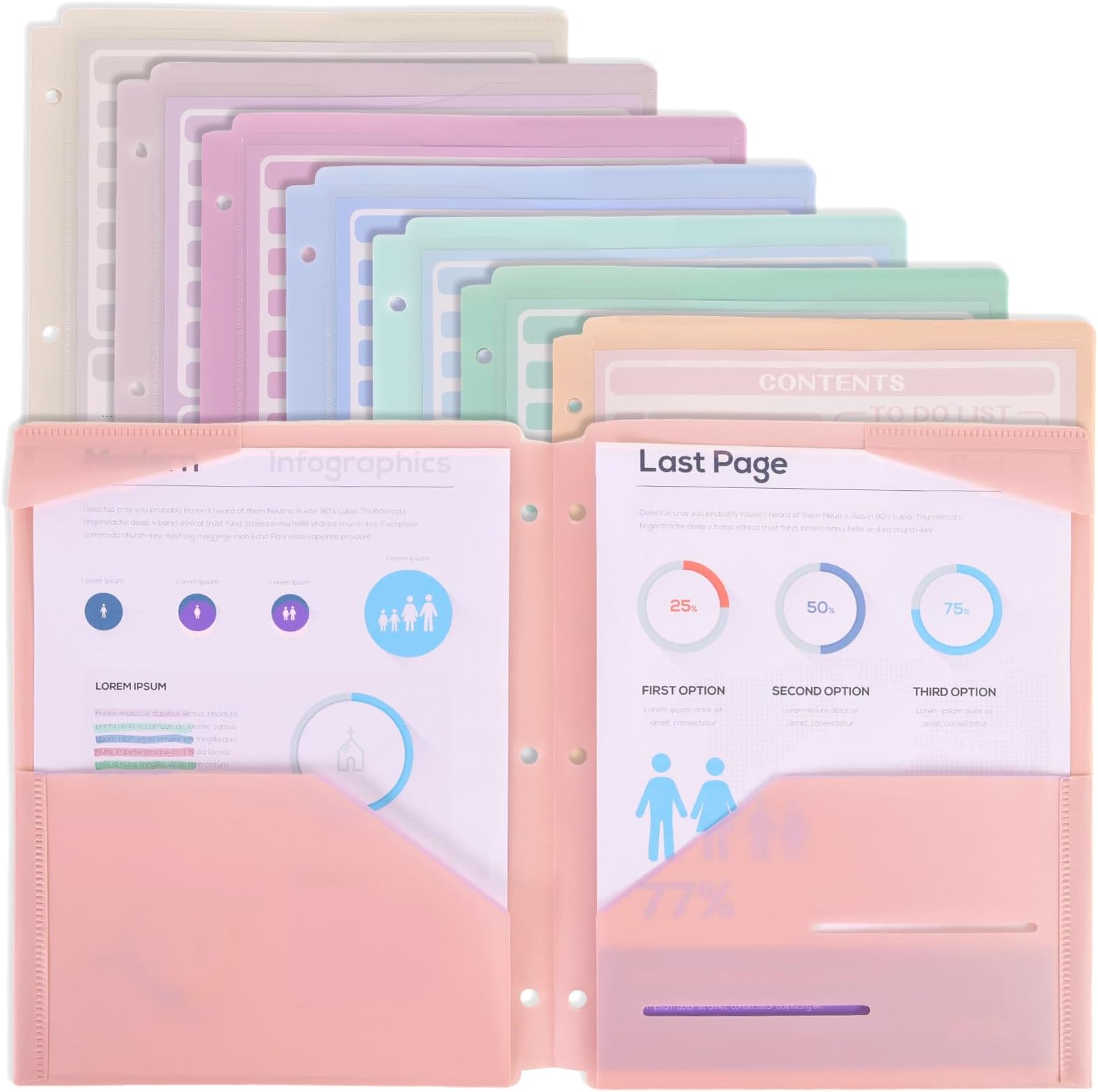 Youngever 6 Pack Heavy Duty Plastic Two Pocket Folders, Binder Dividers with Pocket