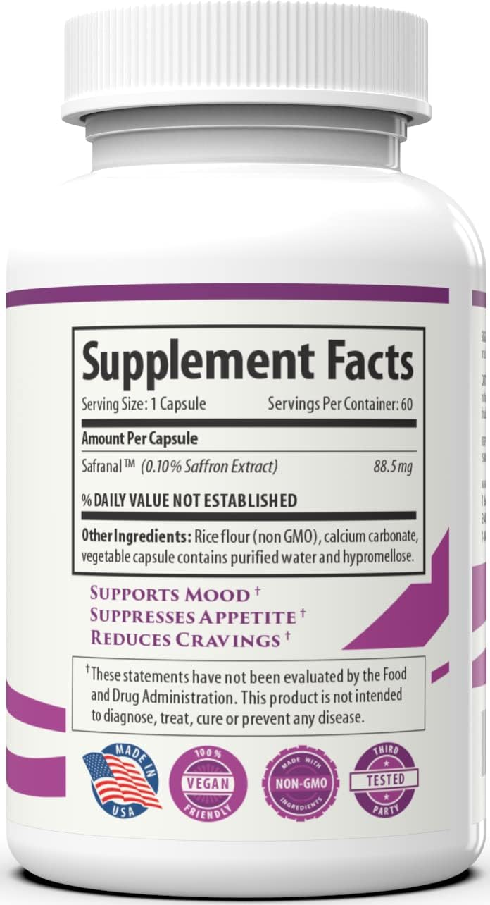 1 Body Saffron Extract 8825 – Antioxidant & Mood Support Supplement – 88.5 mg of Pure Safranal per Vegetarian Capsule
