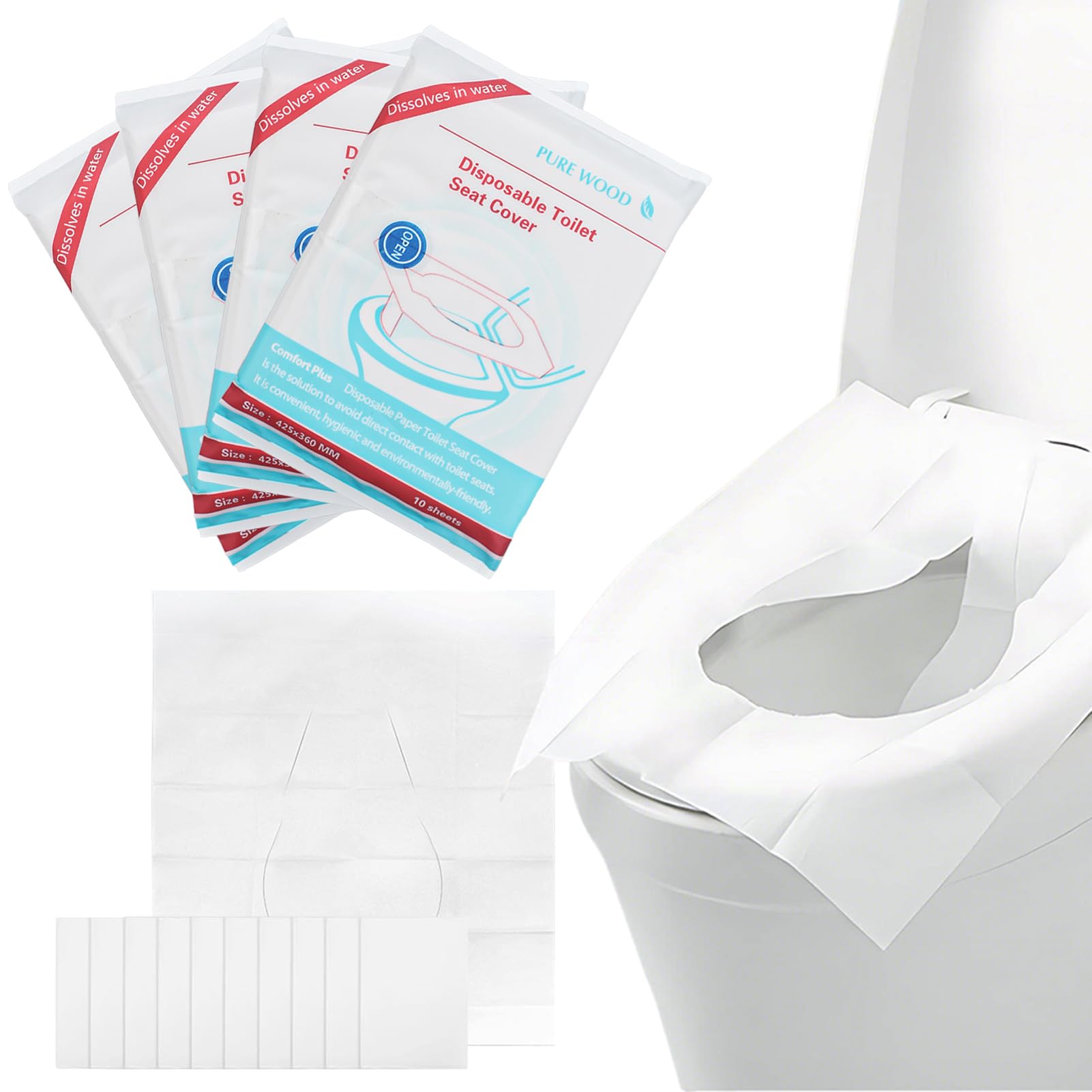 40 Pezzi Copriwater Usa e Getta WC 425mm*360mm Bianco