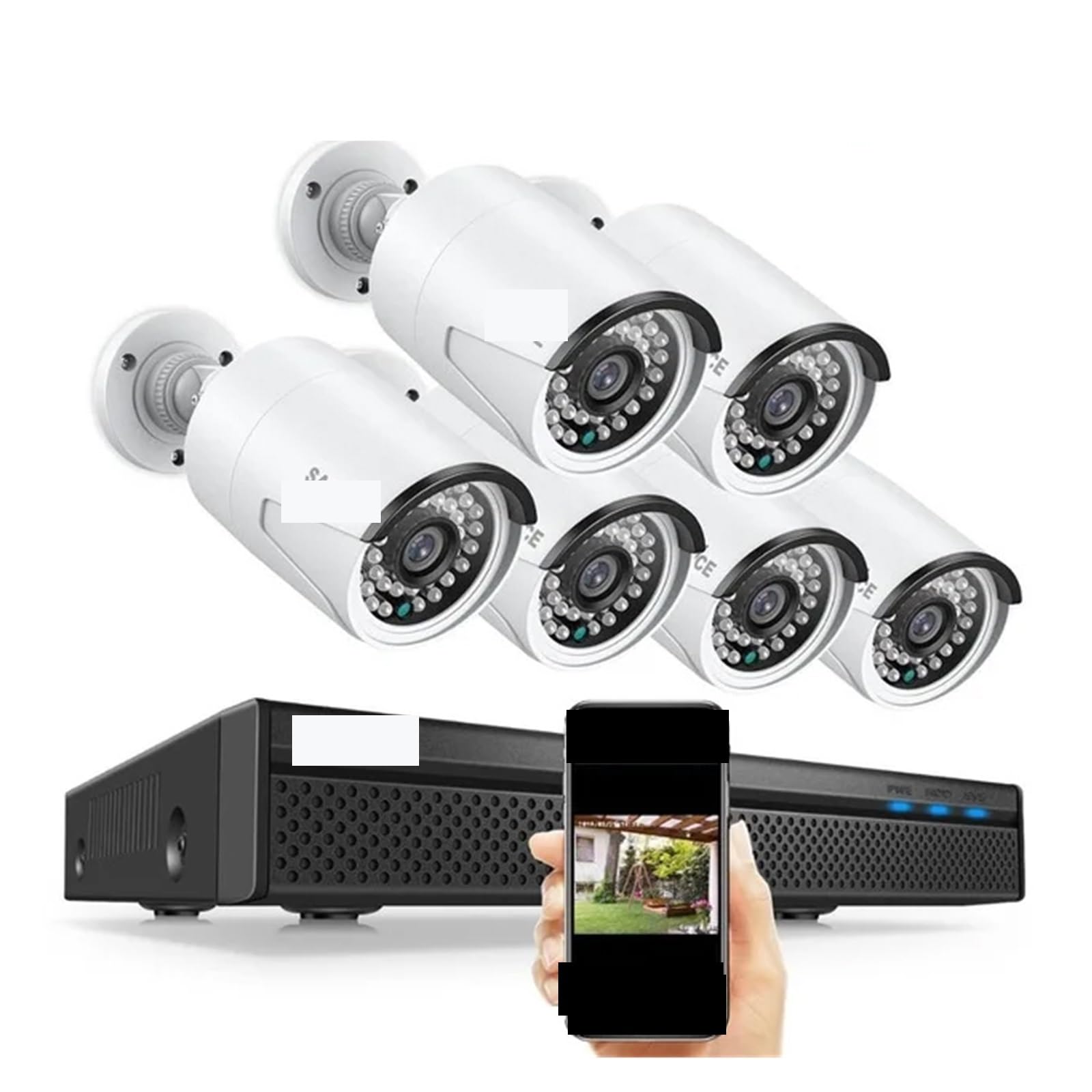 Kit de Surveillance IR-Cut étanche POE 8 canaux 8MP avec NVR(None,5MP 6Pcs Camera)