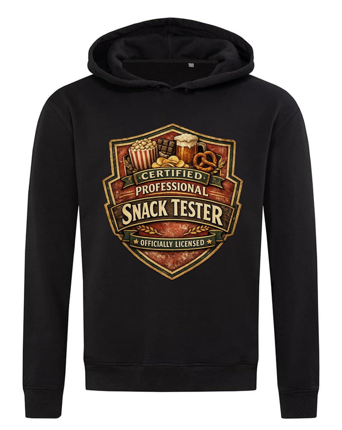 Certyfikowany profesjonalny tester przekąsek odznaka design bluza z kapturem bluza z kapturem mieszanka bawełny czarna