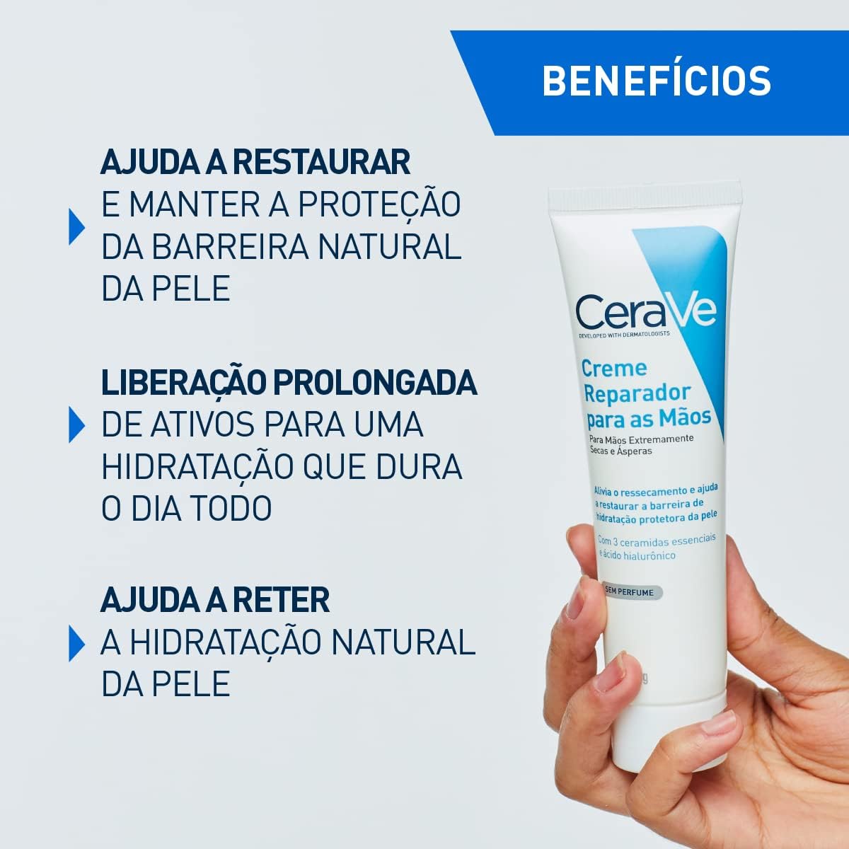 CeraVe, Creme Reparador para Mãos, com Ácido Hialurônico, 100ml