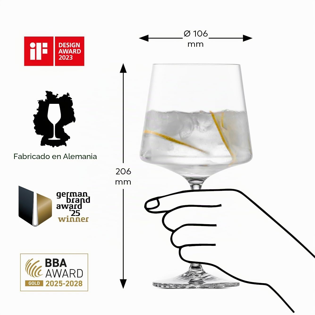 Zwiesel Glas Gin Tonic 123385 Echo - Juego de 4 vasos de cristal tritán para Gin Tonic, aptos para lavavajillas, fabricados en Alemania