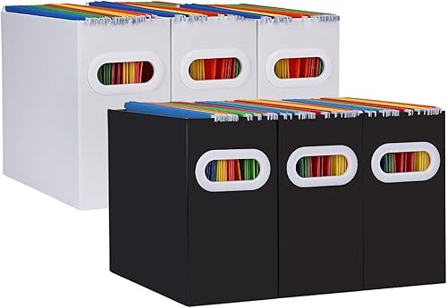 Vista 66 de Organizador de carpetas de archivos colgantes de cartón, caja de archivos plegable para tamaño carta, almacenamiento portátil de archivos