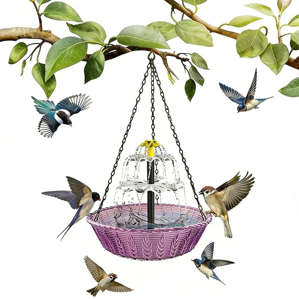 Solar Cascade Hängende Vogeltränke Brunnen Dekorative hängende Vogeltränke mit Wasser Dekorative Gartenpumpe Wetterfest Pat Yard