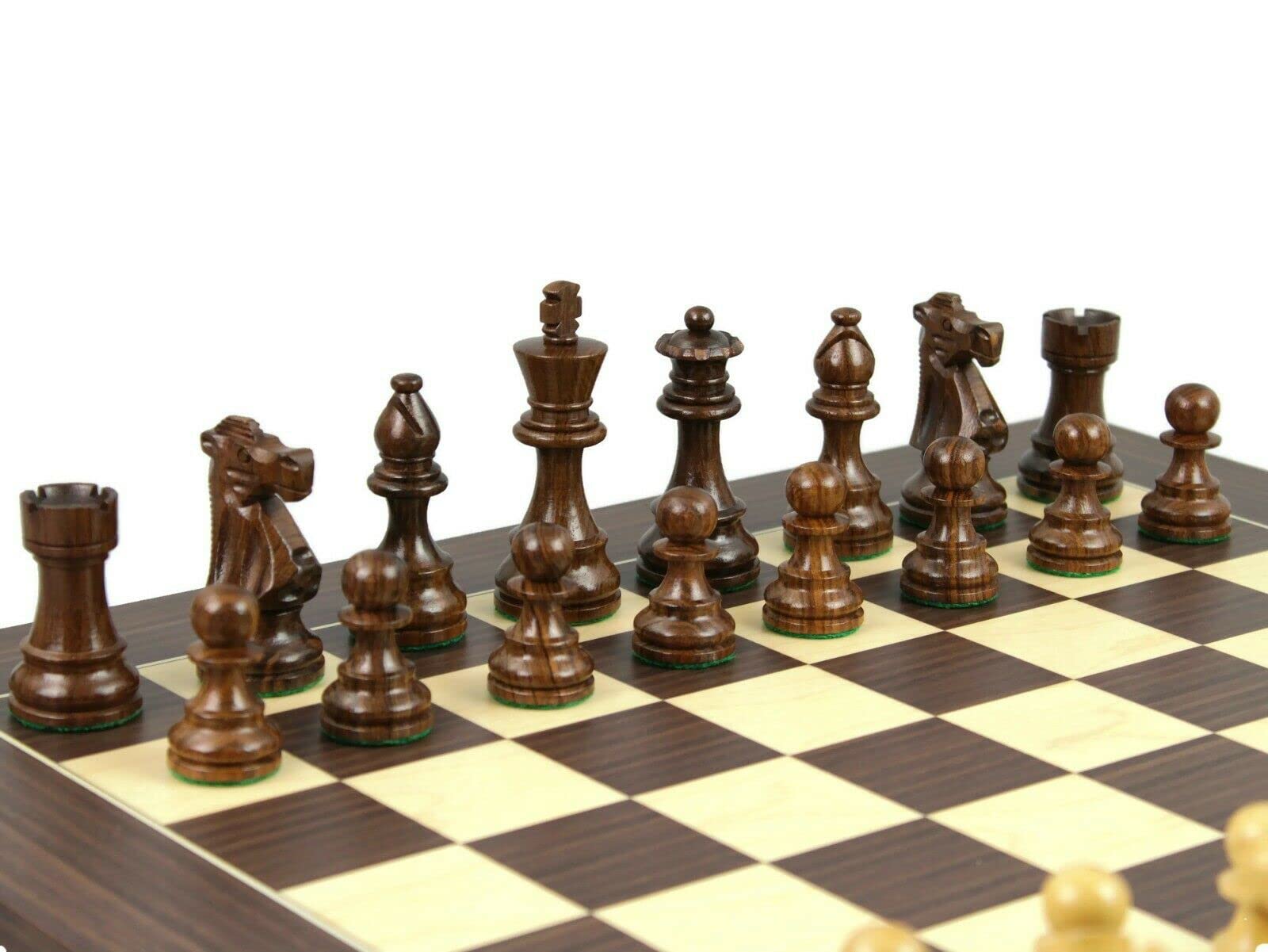 Set di scacchi in legno Macassar Tavola da 20 pollici pesato Sheesham Staunton Cavaliere Francese Pezzi 9,75 pollici