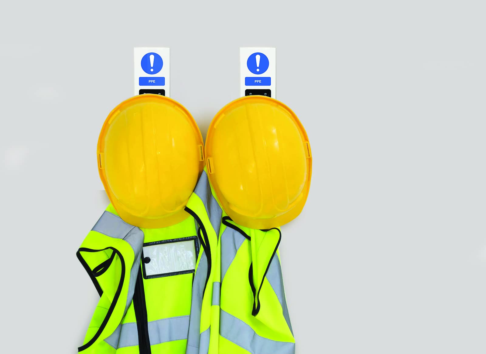 PPE Station - PPE - Single Hook on 80x160mm 10mm foam pvc, ISO7010 compliant safety colours, 80 x 160 mm - Image 2