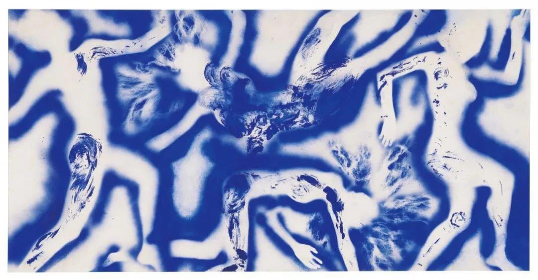 Matvsd Kohecs Dancers by Yves Klein Poster and Prints Yves Klein Wall Art Abstract Picture Monochrome Blue Canvas Painting for Bathroom Decor 100x50cm Frameless