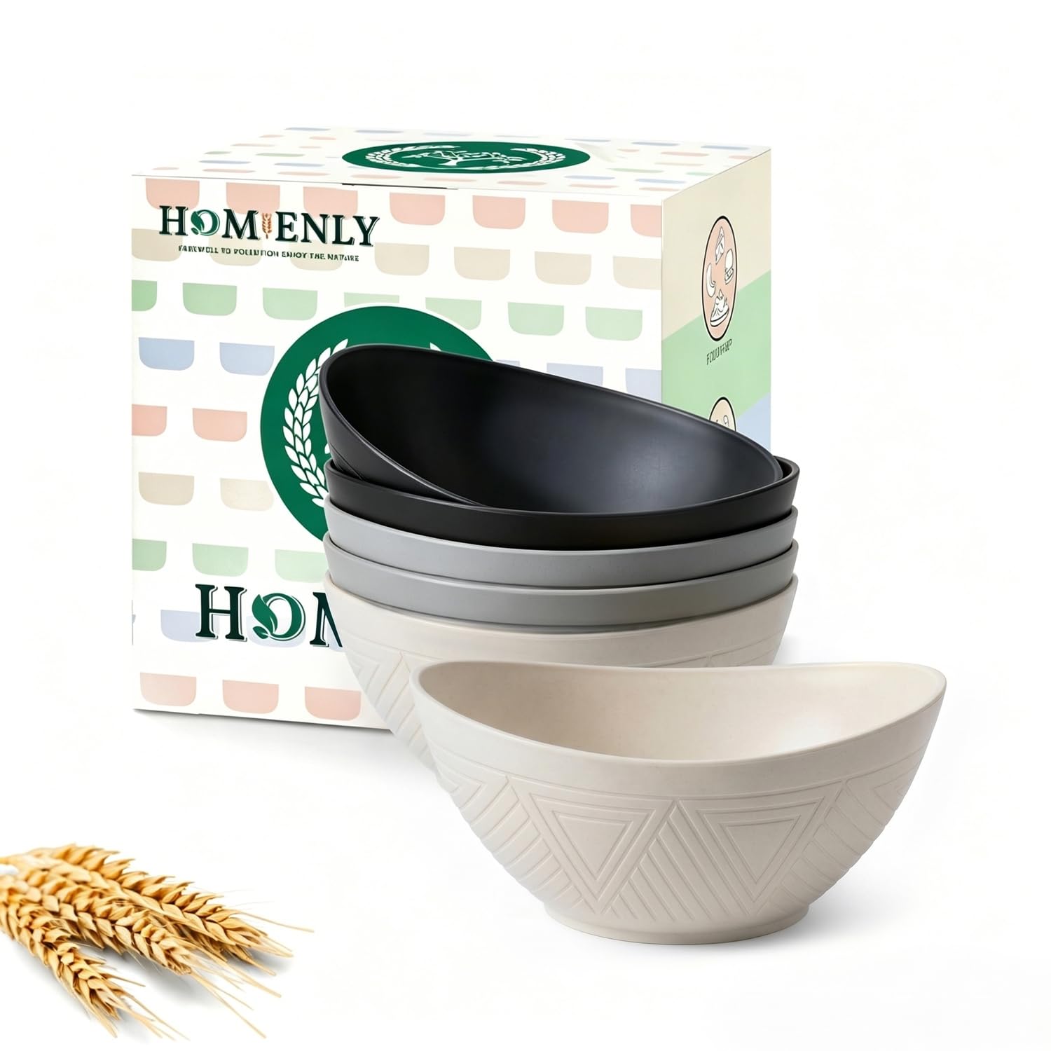 Photo 1 of *1 black bowl missing* Homienly Unbreakable Snack Bowls,Wheat Straw Small Bowls,10 OZ Plastic Bowls Alaternative for Soup,Chip,Cereal,Microwave & Dishwasher Safe Bowls for Kithcen,Camping,Picnic(6PCS,Grey Stone)