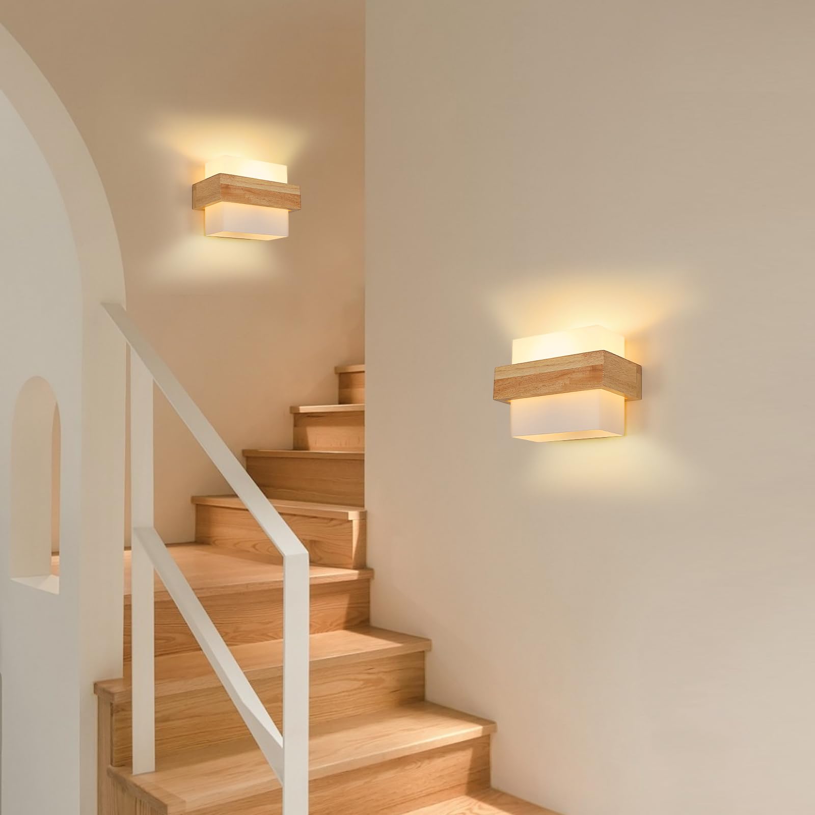 Toolight Wandleuchte Glas Breit Braun E27 Treppe Schlafzimmer 22cm