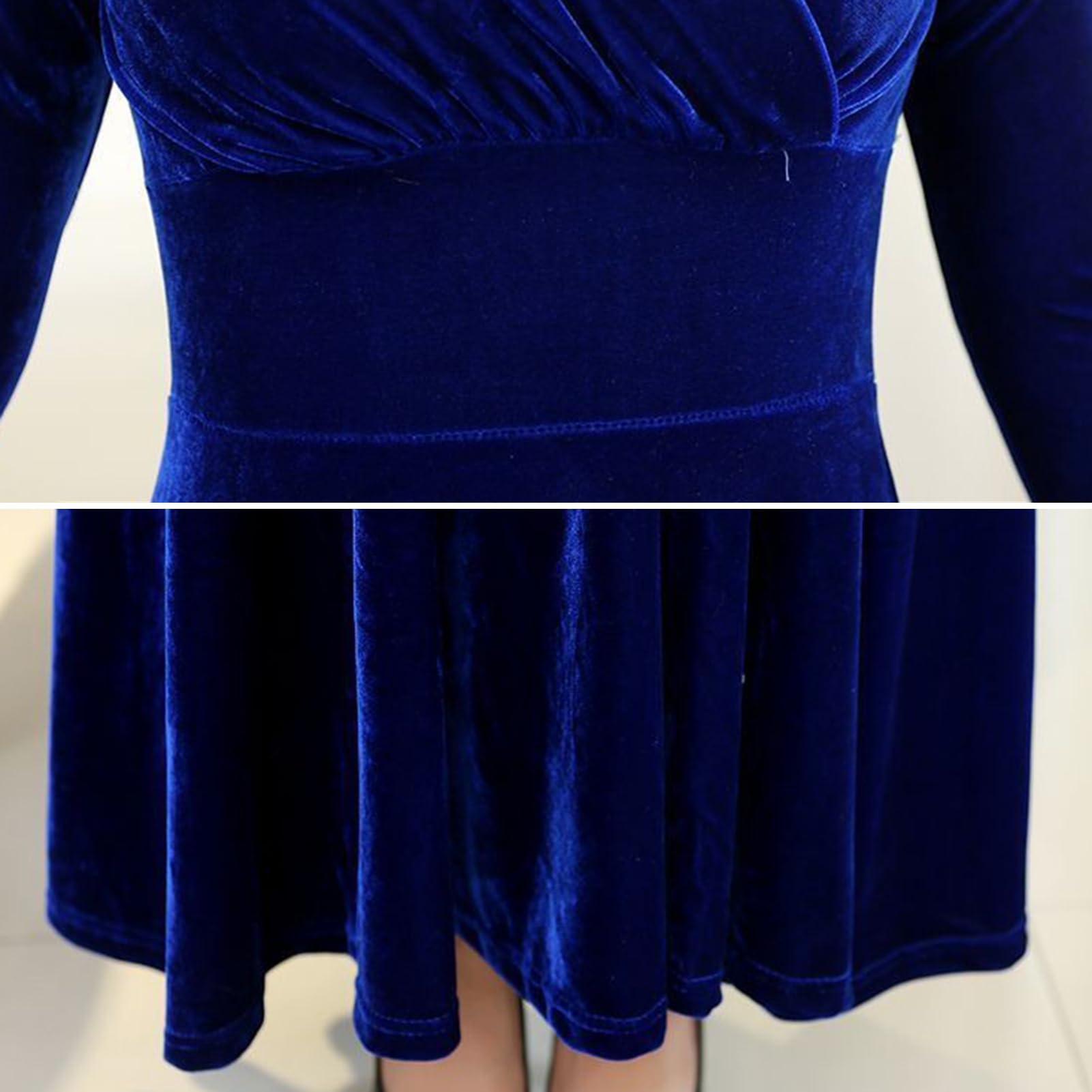 Robe longue en velours pour femme, col en V, longueur cheville, robe de soirée élégante pour mariage, cocktail, fête formelle, usage quotidien