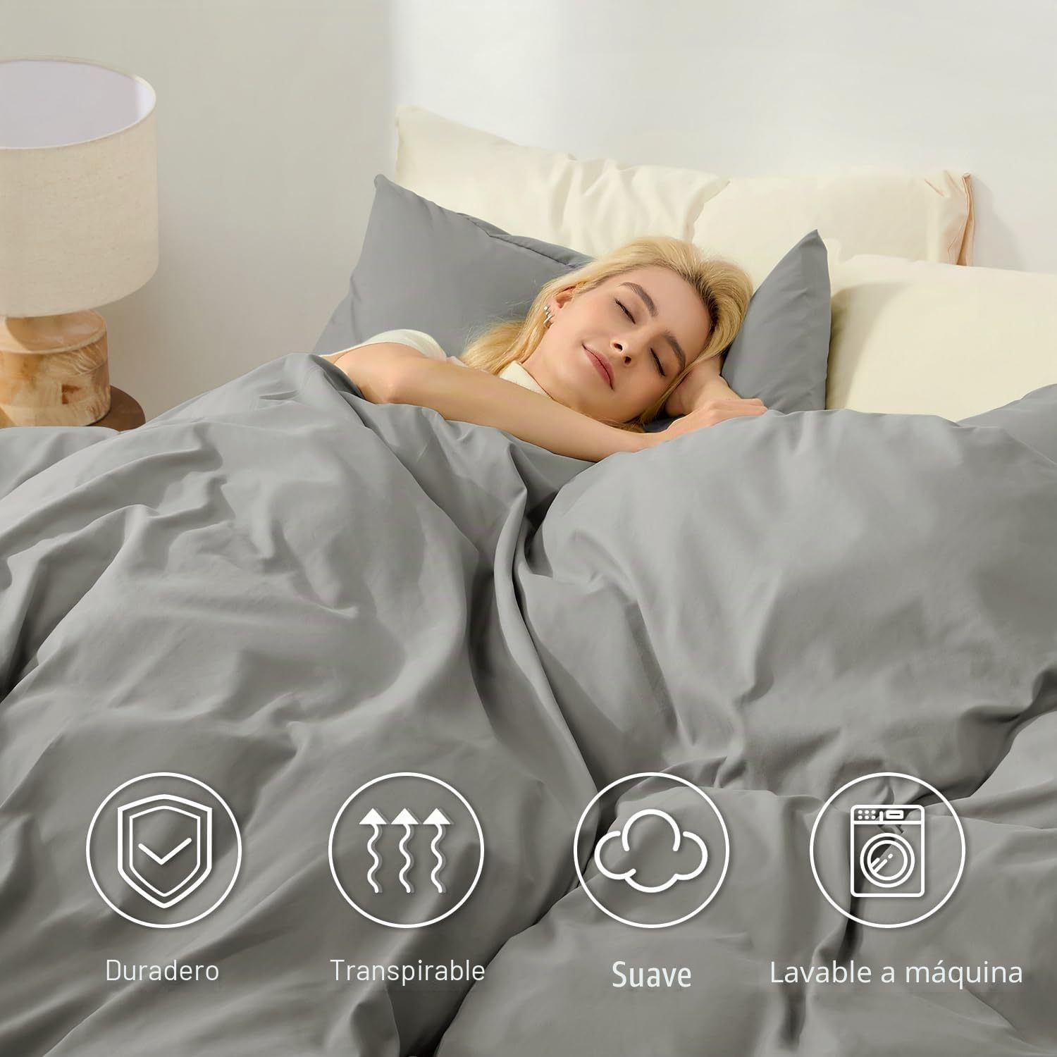 puredown 1PCS Funda Nordica Cama 135x200cm+ 1PCS Funda Almohada 40x80cm, Juego de Cama 100% Microfibra, Suave y Transpirable, Oeko-Tex, Marrón grisáceo