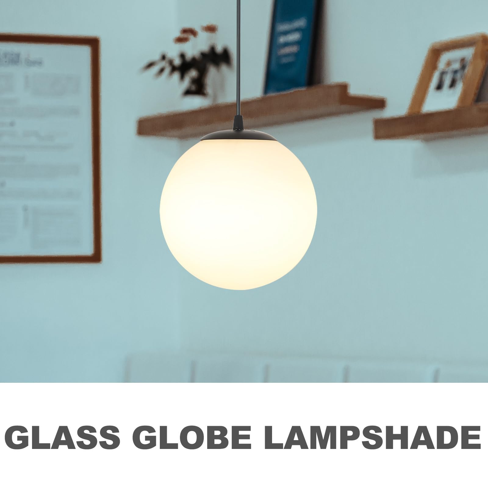GANAZONO Glaskugel Lampenschirm Ersatz 20cm Kugelförmig mit 7cm Öffnung aus Milchigem Glas für Flur und Deckenleuchten Geeignet Montagefreundlich
