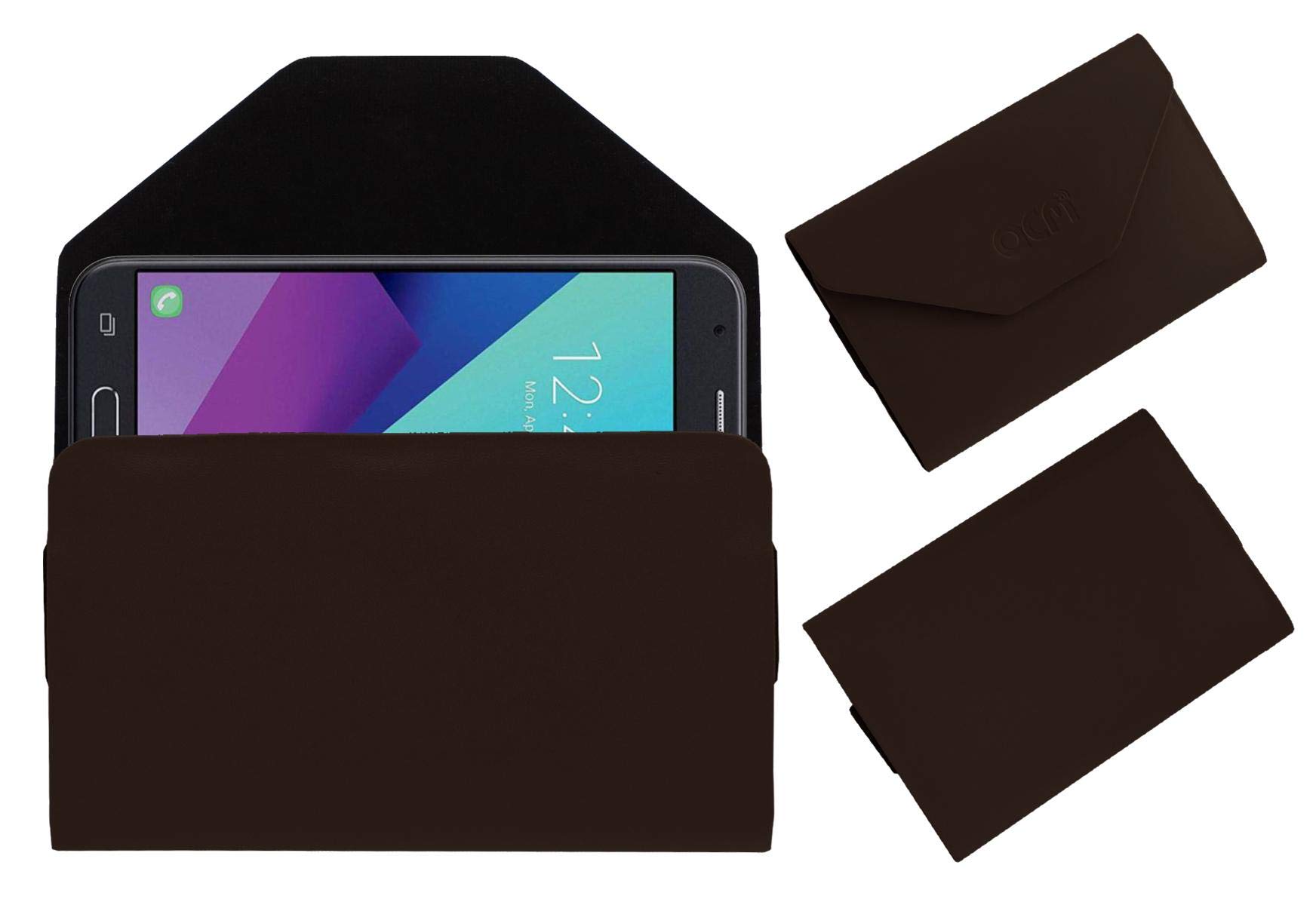 ACM Flip Flap Pouch Case Compatible with Omnical Omc S2 Mobile Leather Cover Brown