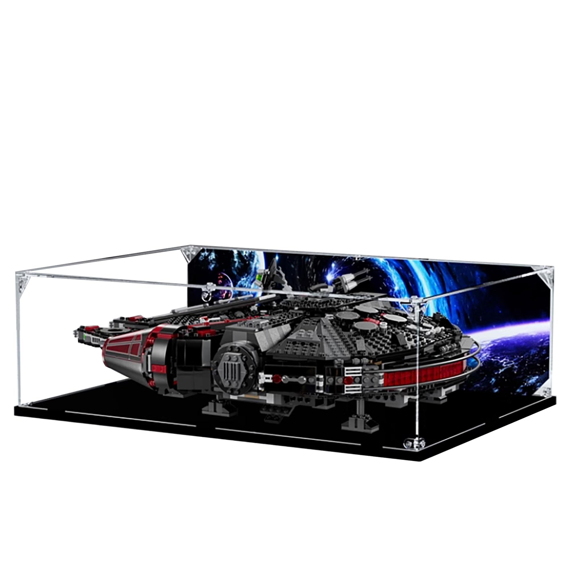 Qixindgyh Dark Acrylic Display Case For Lego 75389 Star Wars Millennium Falcon Model, 3Mm Dustproof Display Box, Display Case Compatible With Lego 75389 (Model Not Included) (Background 3Mm A)