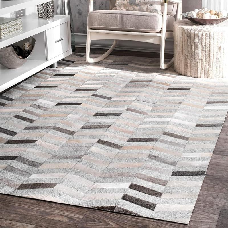 Miniatura 6 de ZAWAYA HOUSE Alfombra geométrica hecha a mano con diseño de espiga en espiga, hermoso para sala de estar y dormitorio (gris, 6 x 9 pies)