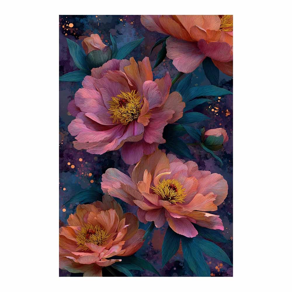 Xeniou Multicolor Flowers Canvas Peony Floral Print Canvas Wall Art, For Bedroom Office Home Decorations(Multicolor)-80X120cm Unframed
