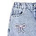 Nivne Tco Toddler Girls Baggy Jeans Bow Embroidery Elastic Waist Loose Fit Wide Leg Denim Pants with Pockets (US, Age, 7 Years, Blue)