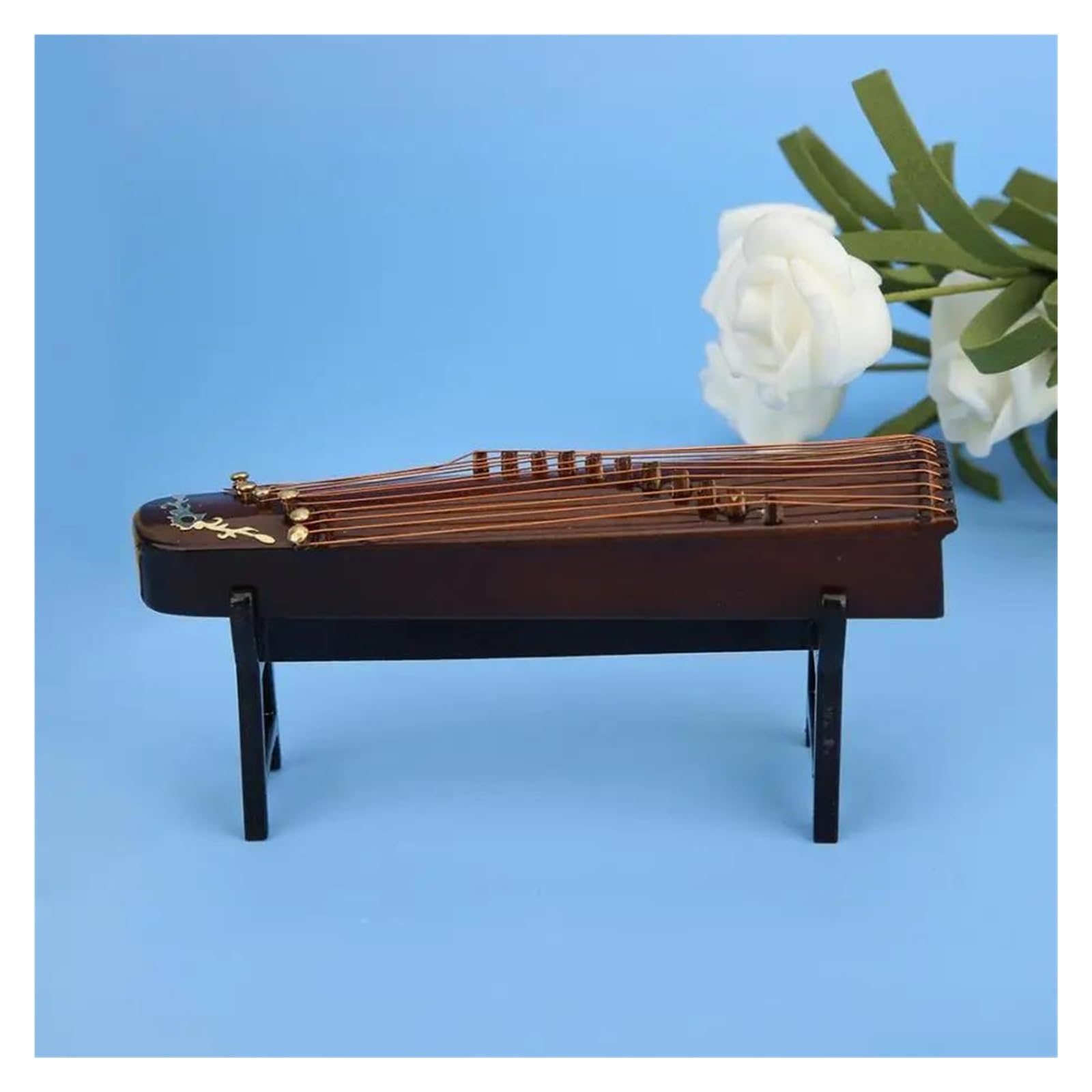 Miniaturowy Model Guzheng Ze Stojakiem I Etui Mini Cytra Mini Instrumenty Muzyczne Ozdoby Chińskie Tradycyjne Dekoracji instrument mini (Size : 16cm)