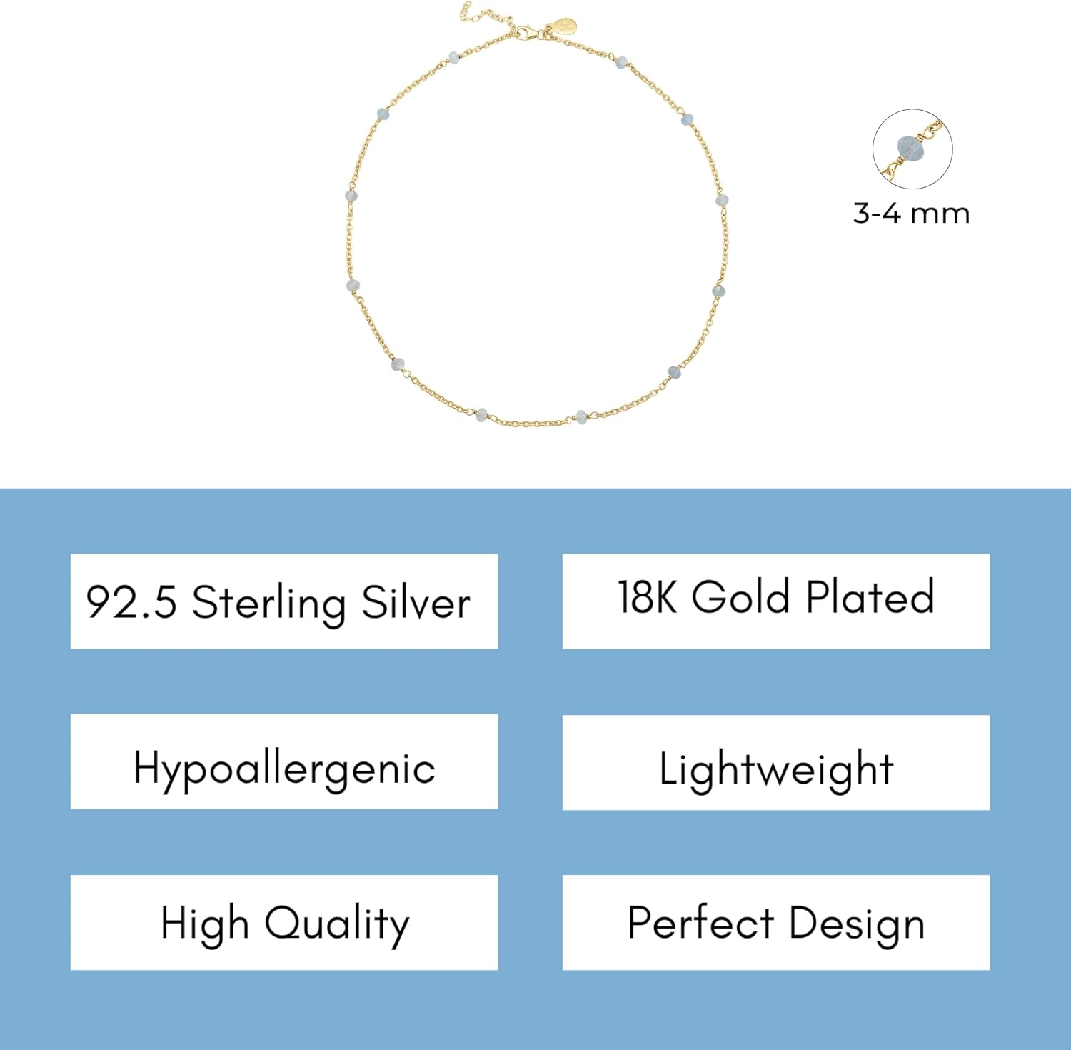 Dainty Gold Necklace for Women,Trendy 18k Gold Vermeil Sterling Silver Choker Necklace Thin Beaded Choker Necklaces Womens Simple Jewelry Gift for Valentines Day