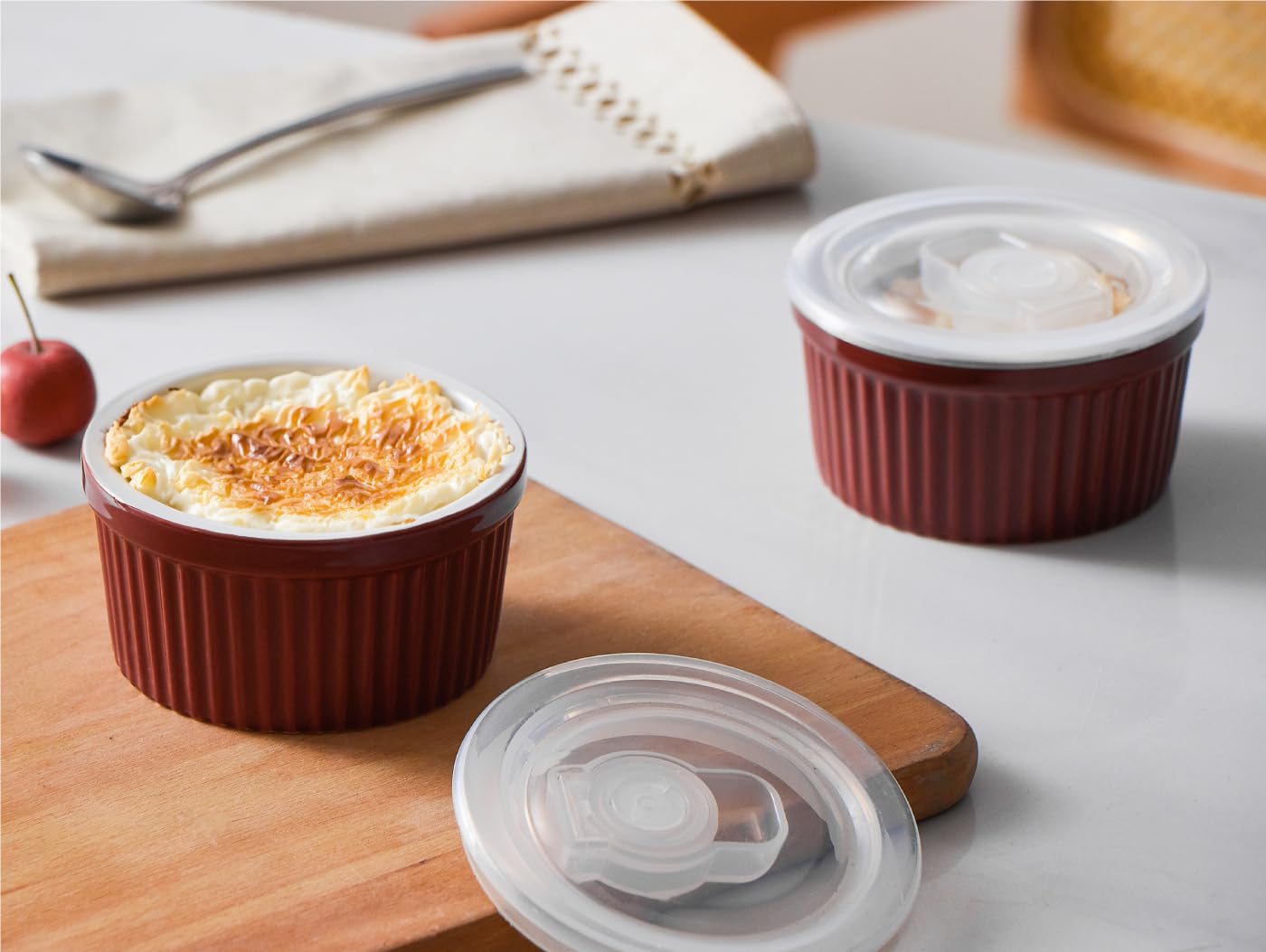 Chicken Pot Pie Soup SWEEJAR Ceramics Souffle Dishes,Ramekins,8 Oz