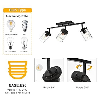 BONLICHT Industrial Vintage Indoor Wall Mount Spotlight 3