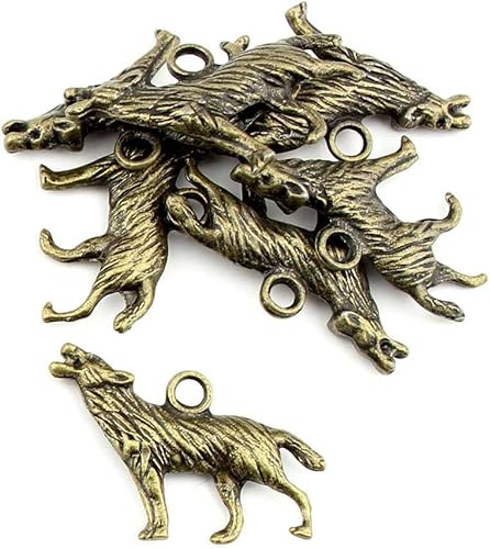 Colgantes de bronce envejecido para hacer joyas, FL1753-B Wolf Craft Lots suministros de reparación