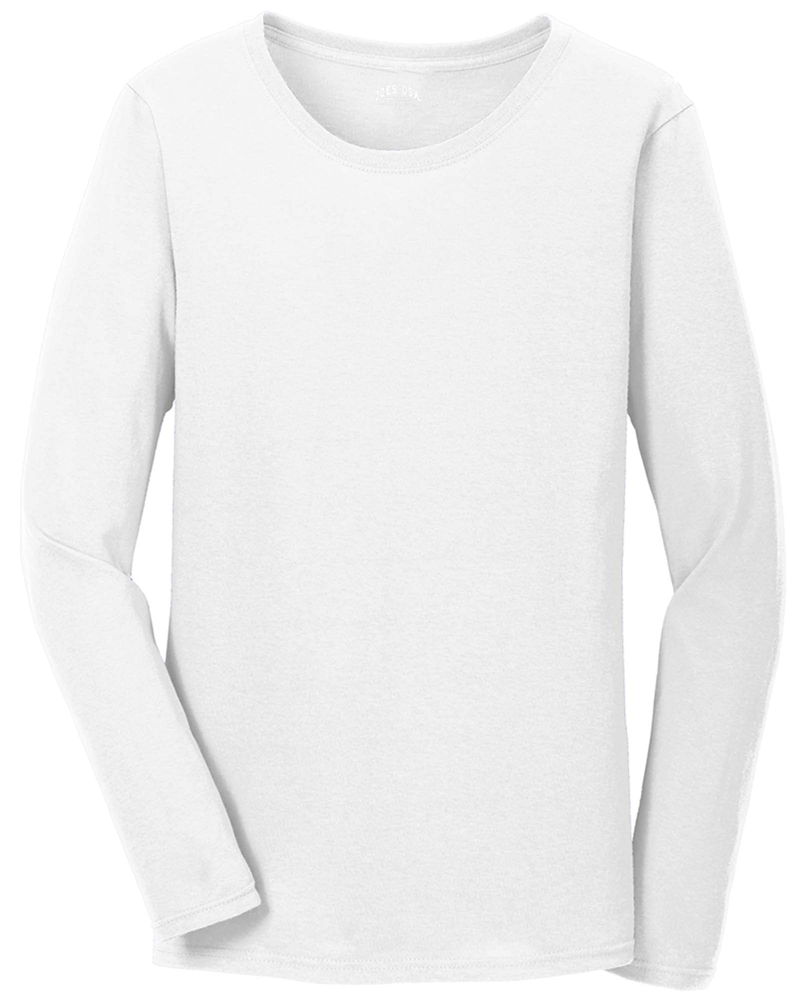 Joe's USA Womens Heavyweight Cotton Long Sleeve T-Shirt-3XL-White