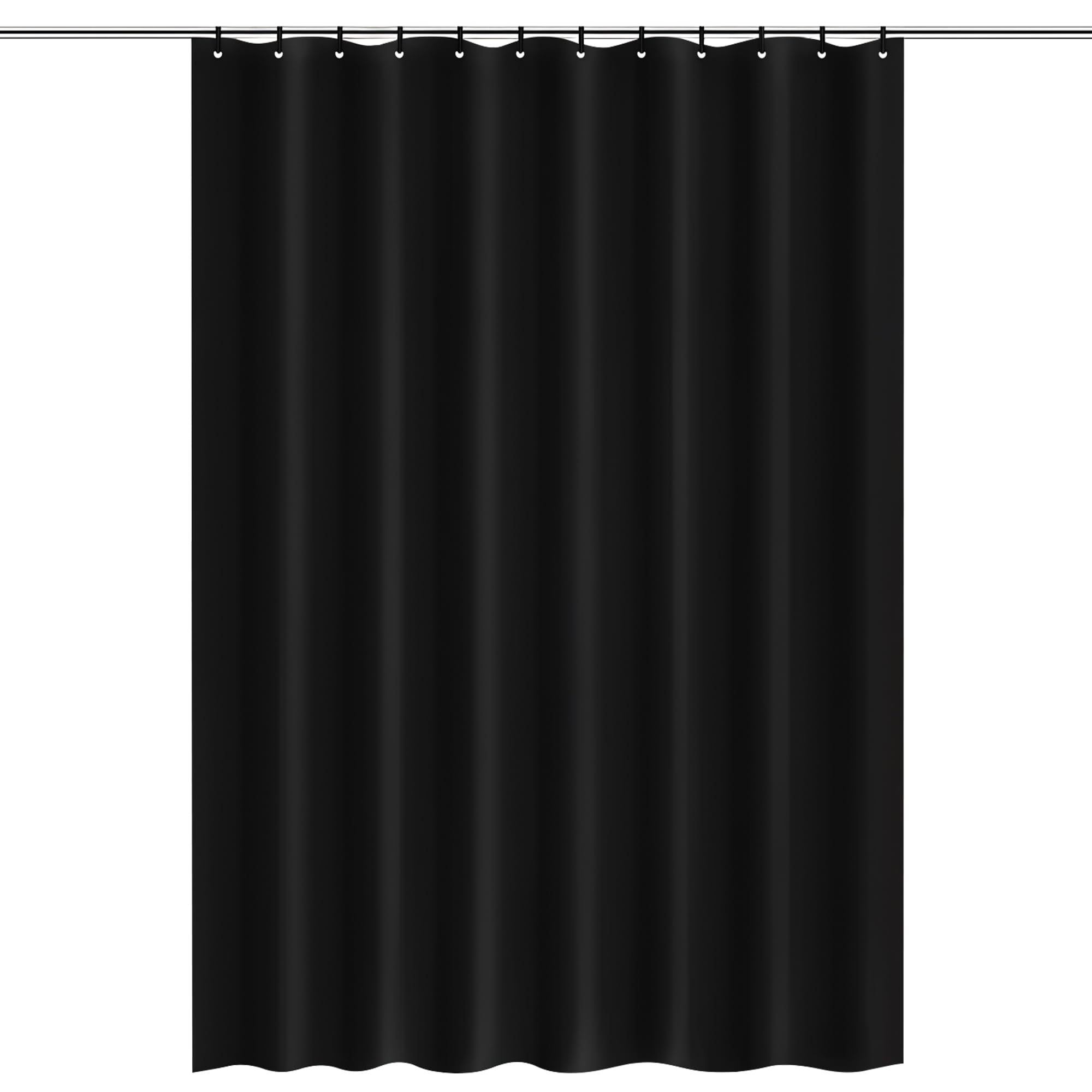 Trimming Shop Black PEVA Shower Curtain With 12 Hooks, 180 x 180cm