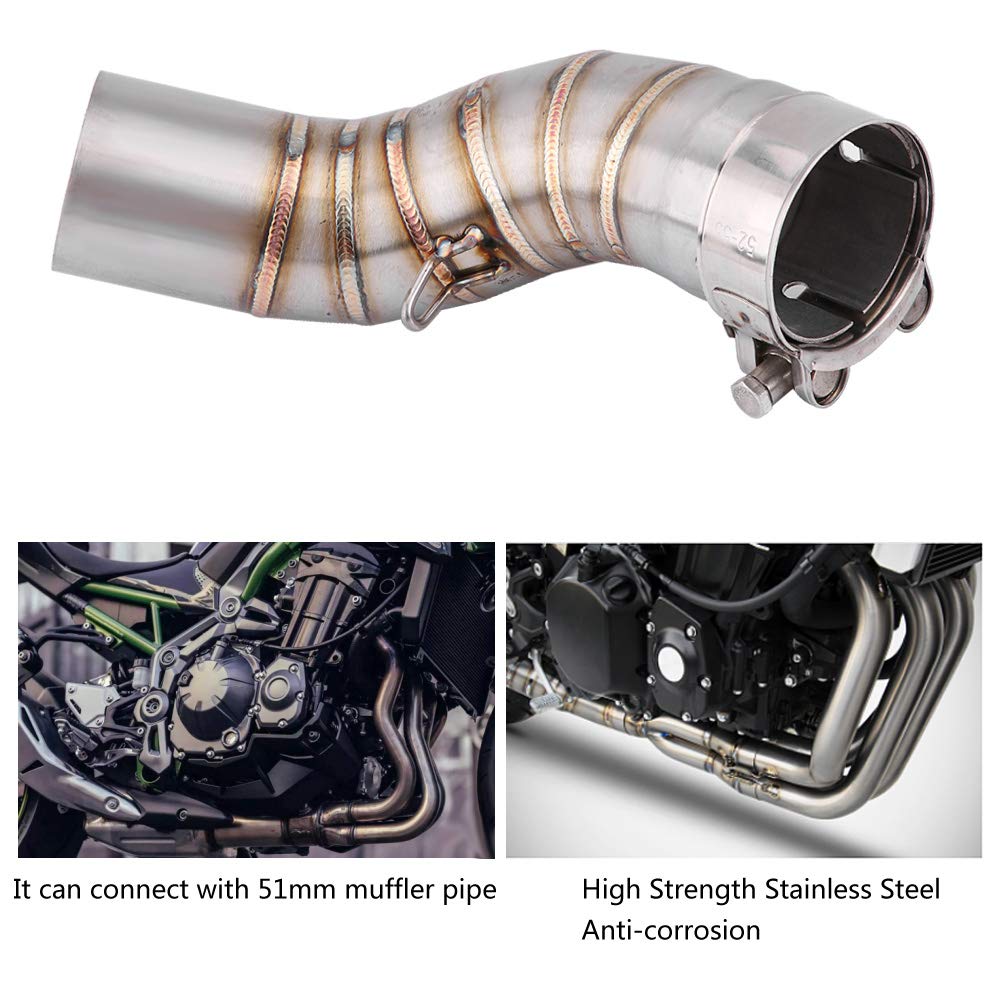 Qiilu Auto systèmes d'échappement Collecteurs d'échappement, Système d'échappement complet de moto, liaison intermédiaire, lien, connexion pour Z900 2017-2018