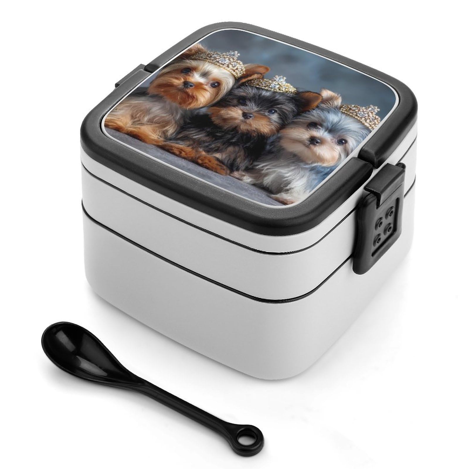 CGSBNGHA Cutest Yorkies Dog Bento Lunch Box 2 Layer Lunchbox Food Container for Adults Office