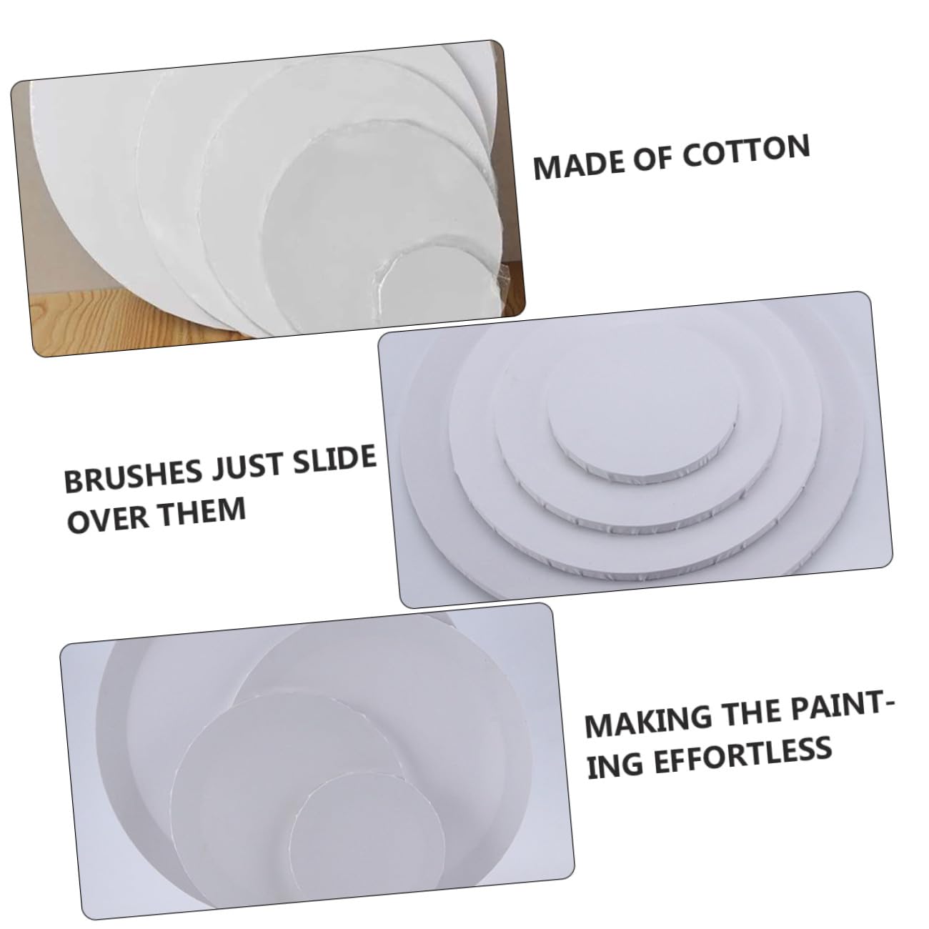 Lienzo de Pintura Profesional en Algodón Blanco Marco de Madera Redondo, 2 Piezas, Adecuado para Gouache y Témpera, para Amigos y Familiares