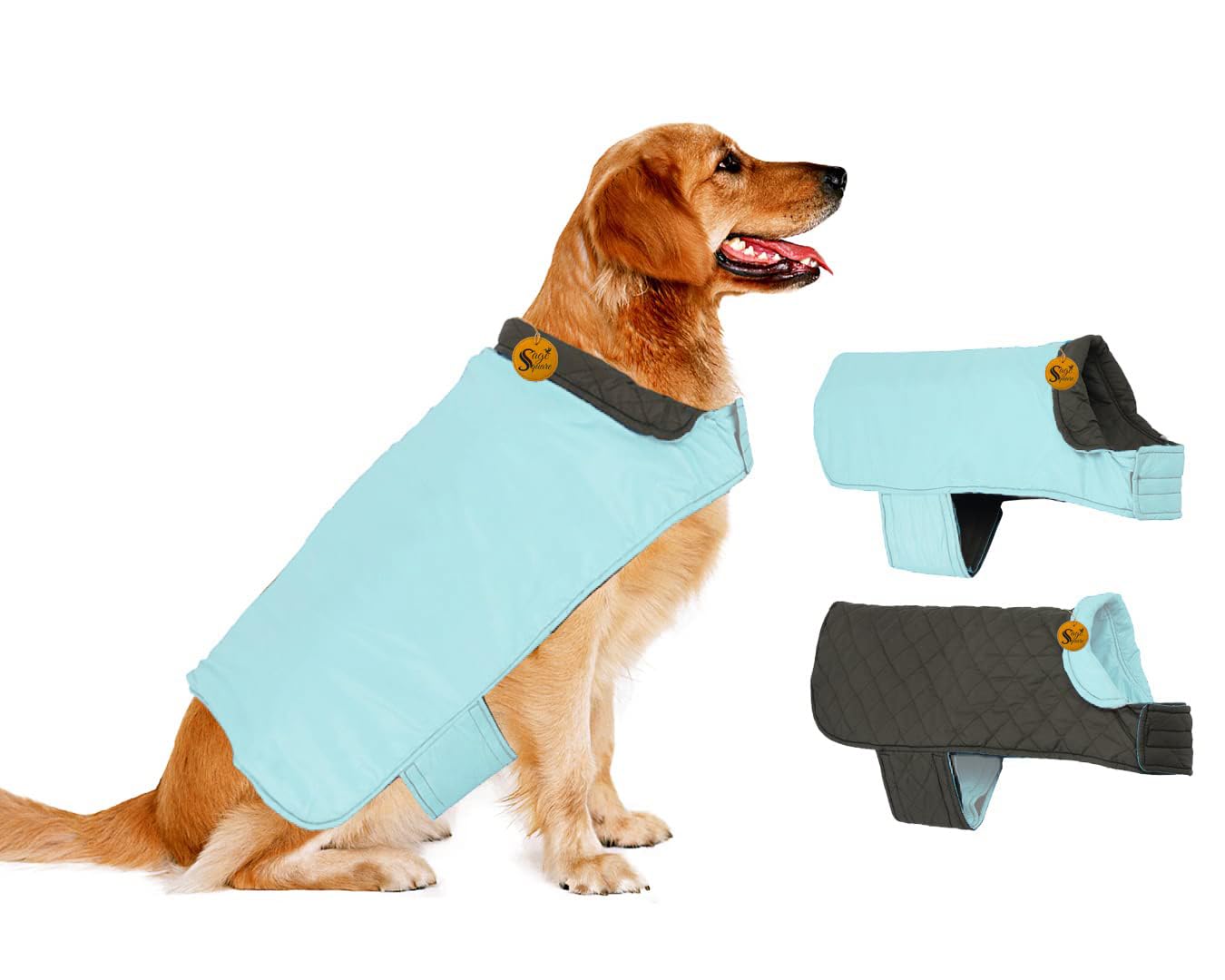 Sage Square 2 in 1 Waterproof Premium Reversible Double Side Dog Coat, Ultra Warm Windproof Winter, Thicker Fleece Jacket for Cold Weather (Sky Blue) (Small) (12 Inches) (B09NL4BM7B) Amazon Price History, Amazon Price Tracker