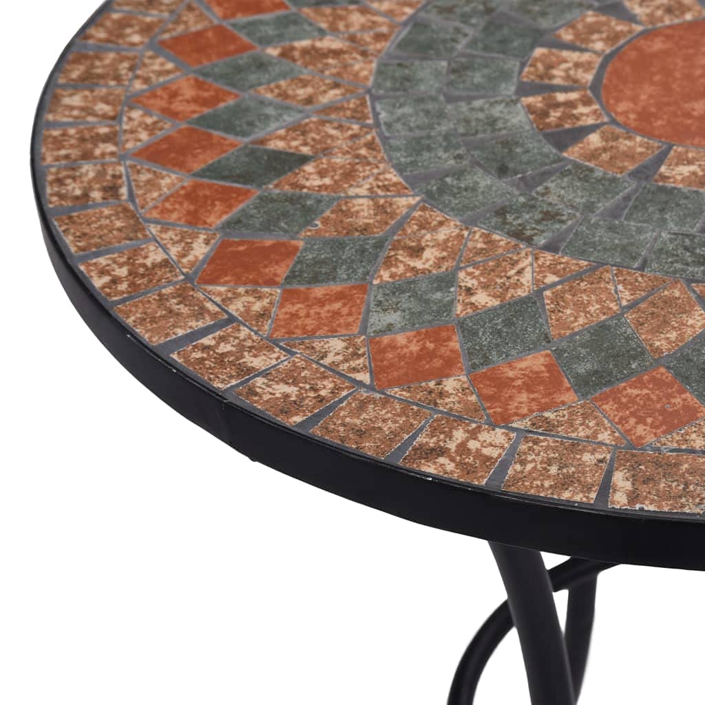 Tomostar Table d'appoint en Mosaïque, Table Bistro Rond de Balcon Jardin Terrasse Extérieure mosaïque Orange/Gris 60 cm Céramique