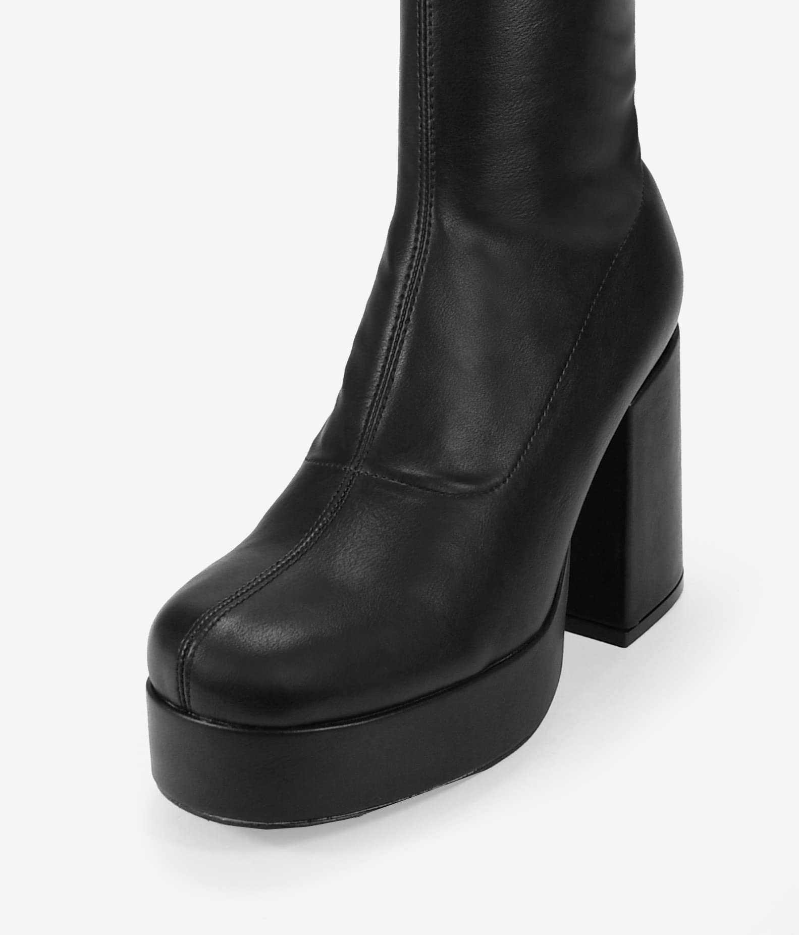 BOSANOVA Botas Altas con caña de 39.5 cm y Suela de Plataforma con tacón Ancho. Cierre con Cremallera. Calzado para Mujer