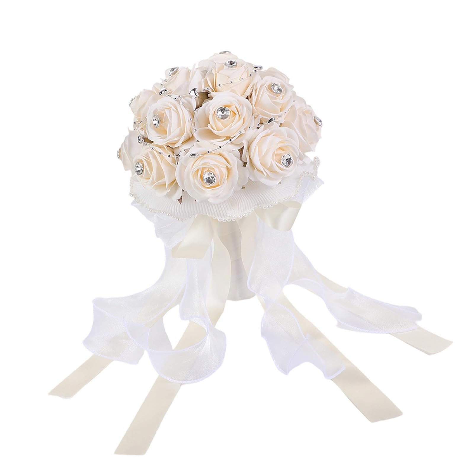 Msioytog Artificial Wedding Arrangement with Shimmering Pearls and Silk Posies Permanent Wedding for Ceremony Reception Home Deck Ceremony Arrangement