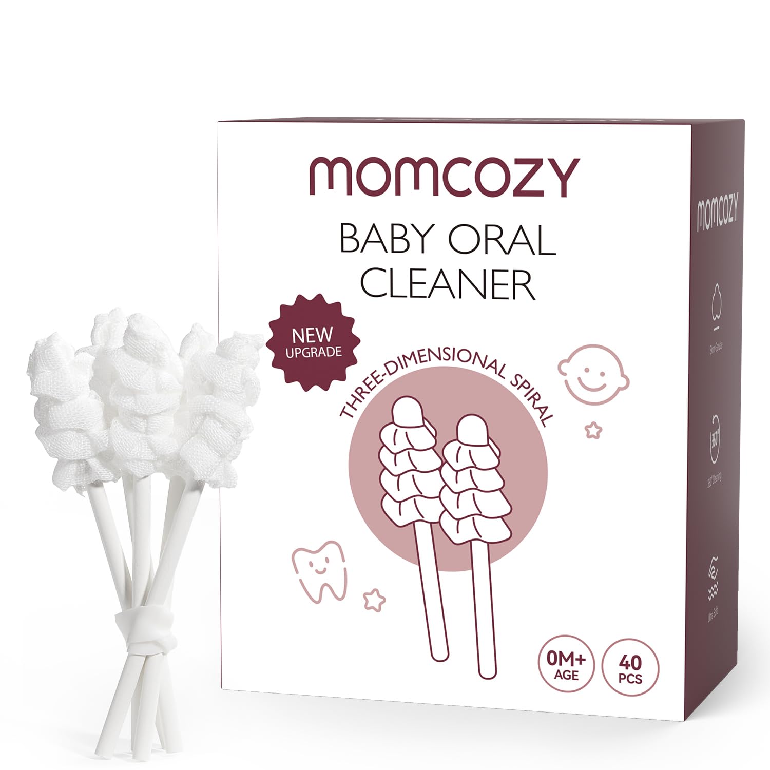 momcozy baby tongue cleaner gauze baby toothbrush disposable oral cleaner toddler tooth brush for tooth mouth gum clean infant toothbrush oral cleaning stick baby oral cleaner newborn 40 count